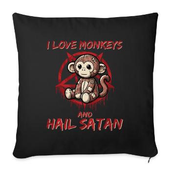 I Love Monkeys And Hail Satan Heavy Metal Gothic - Sofa pillowcase 17,3'' x 17,3'' (45 x 45 cm) - black - Front