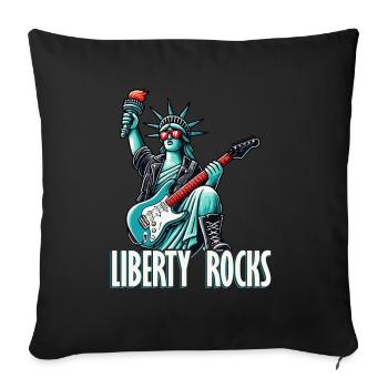 Liberty Rocks Conception de musique patriotique - Housse de coussin décorative 45 x 45 cm - noir - Devant