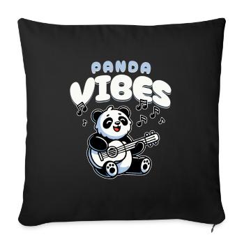 Panda Vibes Funny Music Loving Panda Design - Sofa pillowcase 17,3'' x 17,3'' (45 x 45 cm) - black - Front