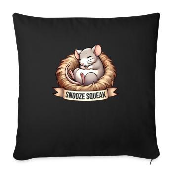 Snooze Squeak Funny Sleepy Animal Design - Sofa pillowcase 17,3'' x 17,3'' (45 x 45 cm) - black - Front