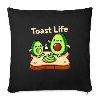 Toast Life Drôle Petit déjeuner Avocat Design - Housse de coussin décorative 45 x 45 cm - noir - Devant