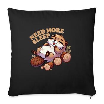 Need More Sleep Funny Beaver Animal Humor - Sofa pillowcase 17,3'' x 17,3'' (45 x 45 cm) - black - Front