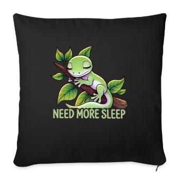 Need More Sleep Funny Gecko Reptile Humor - Sofa pillowcase 17,3'' x 17,3'' (45 x 45 cm) - black - Front