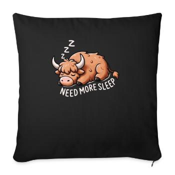 Besoin de plus de sommeil, drôle de vache des Highlands, - Housse de coussin décorative 45 x 45 cm - noir - Devant