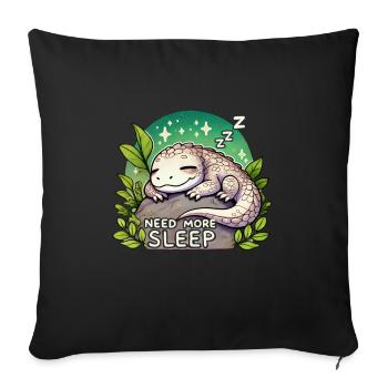 Need More Sleep Funny Lizard Humor Pajama - Sofa pillowcase 17,3'' x 17,3'' (45 x 45 cm) - black - Front