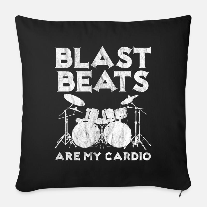 Blast Beats Double Bass Vintage Metal Drummer - Sofa pillowcase 17,3'' x 17,3'' (45 x 45 cm) - black