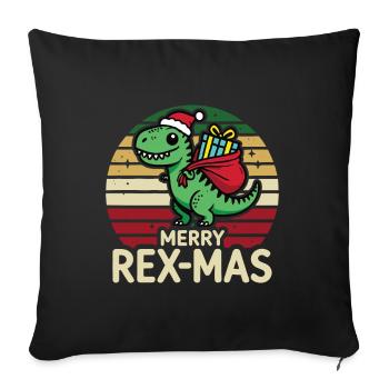 Merry Rex Mas T-Rex Dinosaure Noël Humour drôle - Housse de coussin décorative 45 x 45 cm - noir - Devant