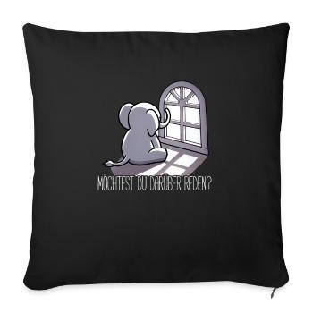 Would you like to talk about it? Sad Elephant - Sofa pillowcase 17,3'' x 17,3'' (45 x 45 cm) - black - Front