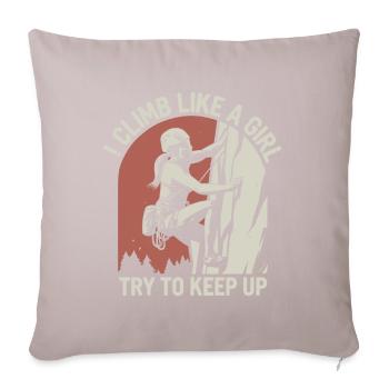 Je grimpe comme une fille Essaie de suivre Funny Mountain - Housse de coussin décorative 45 x 45 cm - taupe clair - Devant