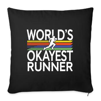 Worlds okayest average runner Funny jogging saying - Sofa pillowcase 17,3'' x 17,3'' (45 x 45 cm) - black - Front