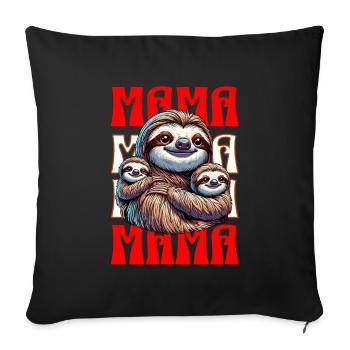 Sloth Mom Kids Love Families Life - Sofa pillowcase 17,3'' x 17,3'' (45 x 45 cm) - black - Front