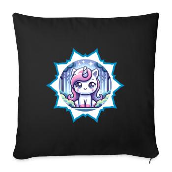 Cute unicorn in the forest with stars - Sofa pillowcase 17,3'' x 17,3'' (45 x 45 cm) - black - Front