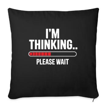 Je me dis s’il vous plaît attendez drôle de nerd chargeant le cerveau - Housse de coussin décorative 45 x 45 cm - noir - Devant