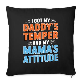 J’ai compris le tempérament de mon papa et l’attitude de ma maman - Housse de coussin décorative 45 x 45 cm - noir - Devant