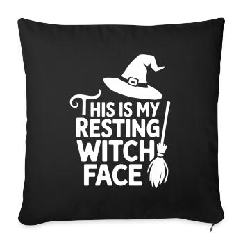 C’est mon visage de sorcière au repos Spooky Halloween Wit - Housse de coussin décorative 45 x 45 cm - noir - Devant