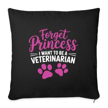 Oubliez la princesse Je veux être vétérinaire - Housse de coussin décorative 45 x 45 cm - noir - Devant