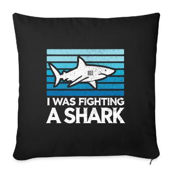 Je combattais un requin Funny Injury Joke sarcasme - Housse de coussin décorative 45 x 45 cm - noir - Devant