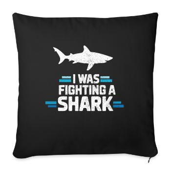 Je combattais un requin Funny Injury Joke sarcasme - Housse de coussin décorative 45 x 45 cm - noir - Devant