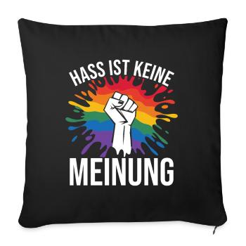 Hate is not an opinion Statement against the right - Sofa pillowcase 17,3'' x 17,3'' (45 x 45 cm) - black - Front