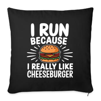 I run because i really like Cheeseburger Jogging - Sofa pillowcase 17,3'' x 17,3'' (45 x 45 cm) - black - Front