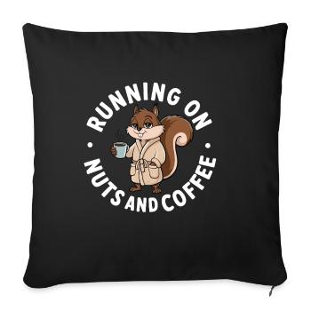 Running on Nuts and coffe funny Squirrel Coffee - Sofa pillowcase 17,3'' x 17,3'' (45 x 45 cm) - black - Front