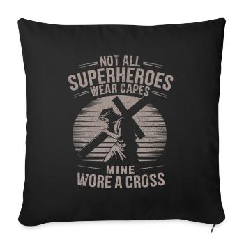 Tous les super-héros ne portent pas de capes, le mien portait une croix - Housse de coussin décorative 45 x 45 cm - noir - Devant