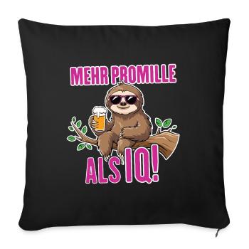 Mehr Promille als IQ Saufen Bier Alkohol Party Fau - Sofakissenbezug 45 x 45 cm - Schwarz - Vorne