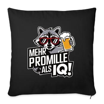 Mehr Promille als IQ Saufen Bier Alkohol Party Was - Sofakissenbezug 45 x 45 cm - Schwarz - Vorne