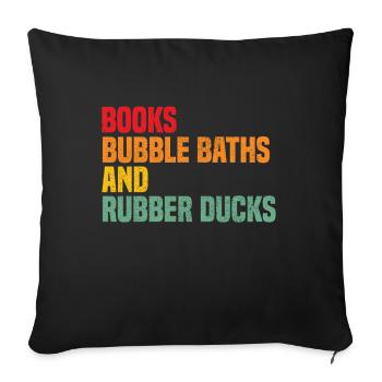 Livres Bains moussants et canards en caoutchouc - Housse de coussin décorative 45 x 45 cm - noir - Devant