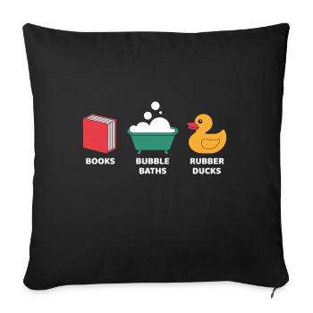 Livres Bains moussants et canards en caoutchouc - Housse de coussin décorative 45 x 45 cm - noir - Devant