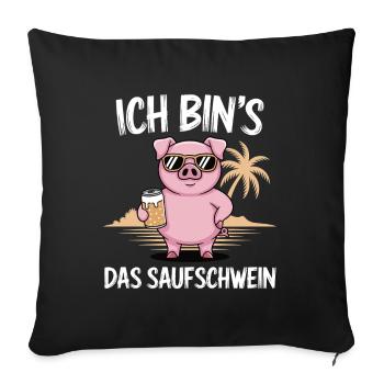 C’est moi l’alcool cochon buvant de la bière alcool fête - Housse de coussin décorative 45 x 45 cm - noir - Devant