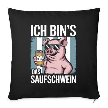 C’est moi l’alcool cochon buvant de la bière alcool fête - Housse de coussin décorative 45 x 45 cm - noir - Devant