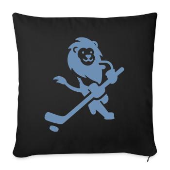 Lion Wildcat Joueur de Hockey sur Glace Silhouette Minimal - Housse de coussin décorative 45 x 45 cm - noir - Devant