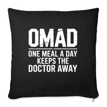 OMAD – One Meal a Day Keeps the Doctor Away - Sofa pillowcase 17,3'' x 17,3'' (45 x 45 cm) - black - Front