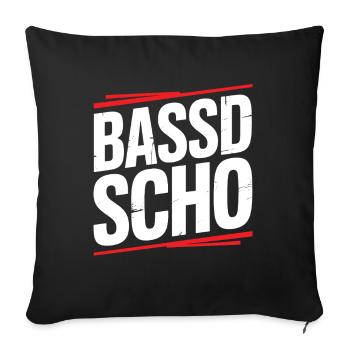 Bassd scho – Culte franconien prononçant le dialecte Frängi - Housse de coussin décorative 45 x 45 cm - noir - Devant