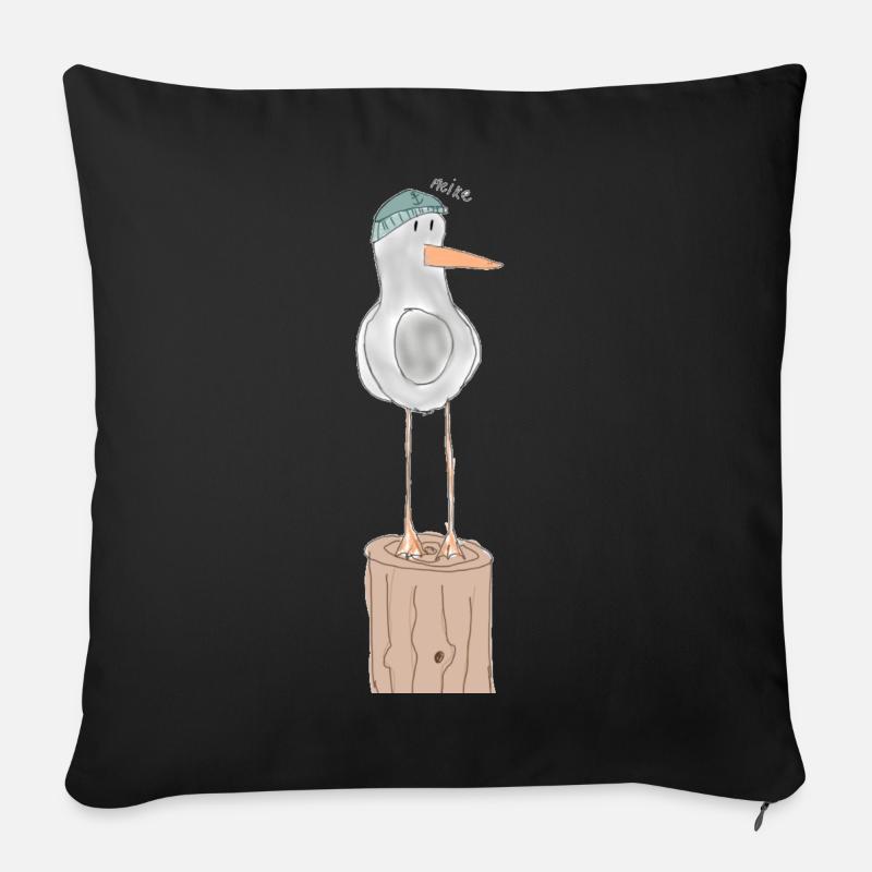 Meike die Möwe - Sofakissenbezug 45 x 45 cm - Schwarz