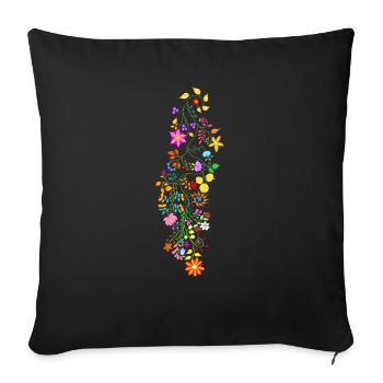 Blumenranke - Sofakissenbezug 45 x 45 cm - Schwarz - Vorne