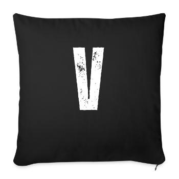 V - Sofakissenbezug 45 x 45 cm - Schwarz - Vorne