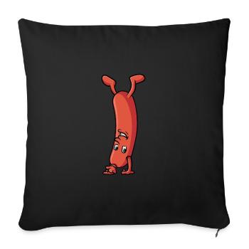 Saucisse qui fait un support à main - Housse de coussin décorative 45 x 45 cm - noir - Devant