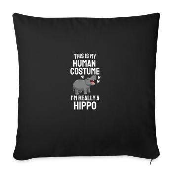 Hippo Costume Party Africa Animal Gift Cheval - Housse de coussin décorative 45 x 45 cm - noir - Devant