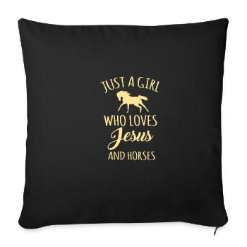Jesus and horses, funny quote horse lover Vi - Sofa pillowcase 17,3'' x 17,3'' (45 x 45 cm) - black - Front