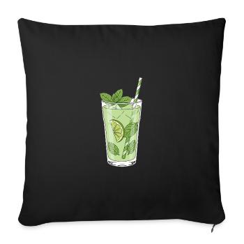 Limetten-Minz Mojito Illustration - Sofakissenbezug 45 x 45 cm - Schwarz - Vorne