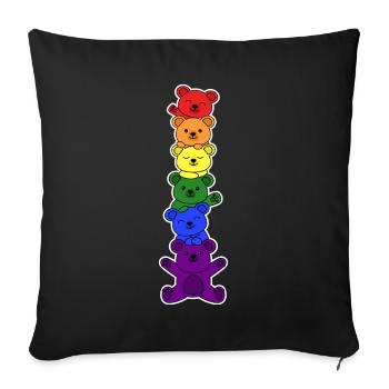 LGBT+ flag bear design for proud LGBT+ people - Sofa pillowcase 17,3'' x 17,3'' (45 x 45 cm) - black - Front