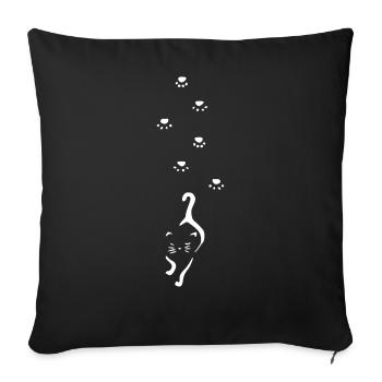 chat avec empreinte de pattes - Housse de coussin décorative 45 x 45 cm - noir - Devant