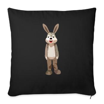 Lapin en peluche de lapin drôle - Housse de coussin décorative 45 x 45 cm - noir - Devant