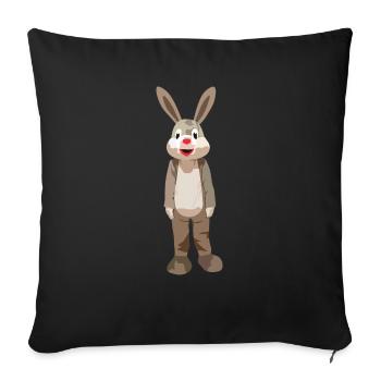 Lapin au nez rouge - un drôle de lapin de Pâques - Housse de coussin décorative 45 x 45 cm - noir - Devant