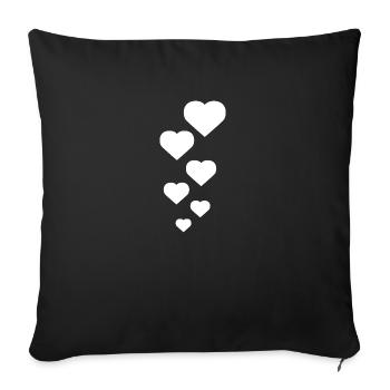 Coeur Cœurs Bonheur Amitié Cadeau familial - Housse de coussin décorative 45 x 45 cm - noir - Devant