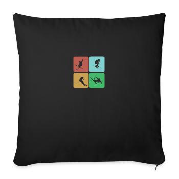 Ski Ski Motif pour Skieur Skieur - Housse de coussin décorative 45 x 45 cm - noir - Devant