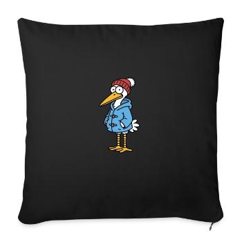 Comic North Sea Stork Bird Rain Jacket Hat Winter - Sofa pillowcase 17,3'' x 17,3'' (45 x 45 cm) - black - Front
