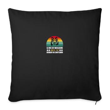 Life Is Better With A Shetland Shepherd - Sofa pillowcase 17,3'' x 17,3'' (45 x 45 cm) - black - Front